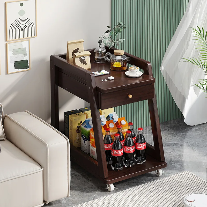 

2025 Coffee Table Movable Small Side Side Cabinet Corner Table Living Room Trolley Bedside Table Storage Rack