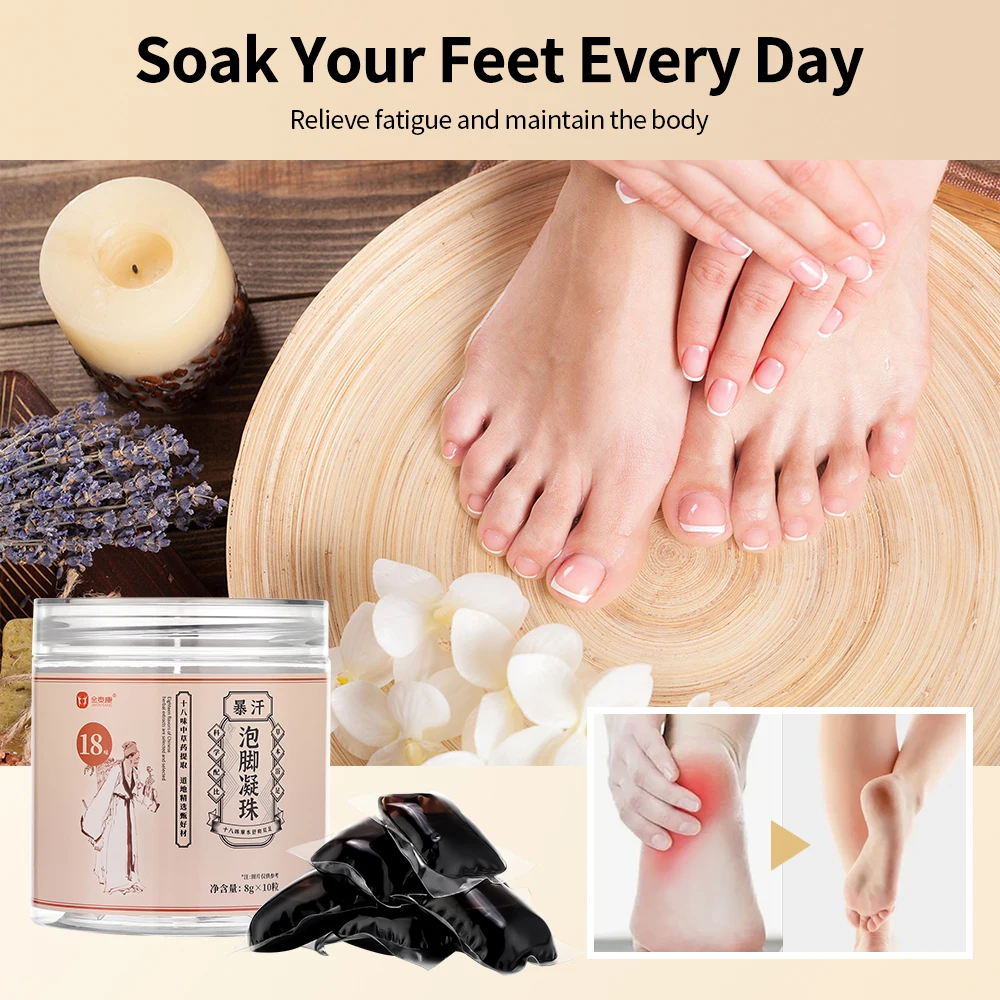 10pcs Foot Cleansing Soak Gel Beads Herbal Slimming Foot Bath Up Detox Relieve Fatigue Swelling Lymphatic Drainage Foot Soak