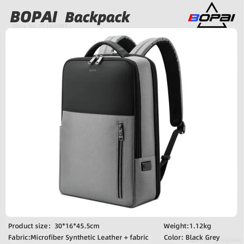 

BOPAI Men's Backpack Waterproof 15.6 Inch Computer USB Charging Anti-theft Multifunction Stylish School Bags for Teenager Travel