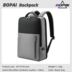 BOPAI Men's Backpack Waterproof 15.6 Inch Computer USB Charging Anti-theft Multifunction Stylish School Bags for Teenager Travel