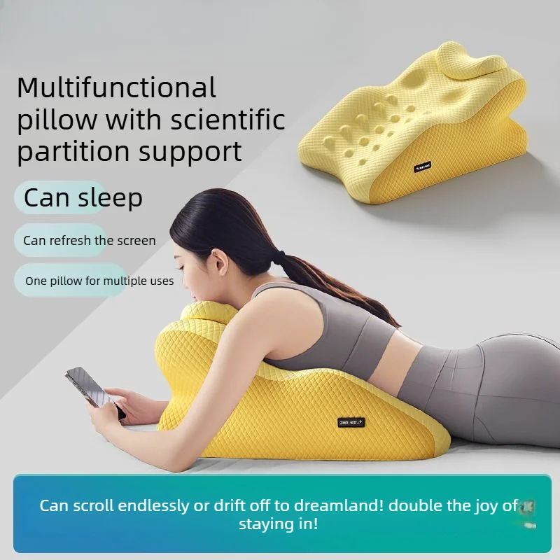 Stomach Sleeping Support Pillow, Multifunctional Bedside Cushion, Waist Neck Pillow for Prone Position Mobile Phone Use