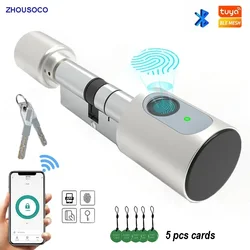 TUYA BLE Smart Home Door Lock DIY Cylinder Core Fingerprint APP Key IC Card Unlock Electronic Smart Lock Digital Keyless Replace