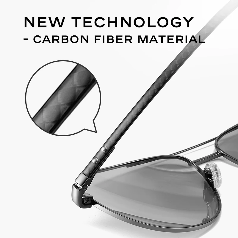 CAPONI Polarized Sunglass Men Photochromic CarbonFiber Sports shades Sunglasses UV400 Day Night Vision Brand designer BS23028