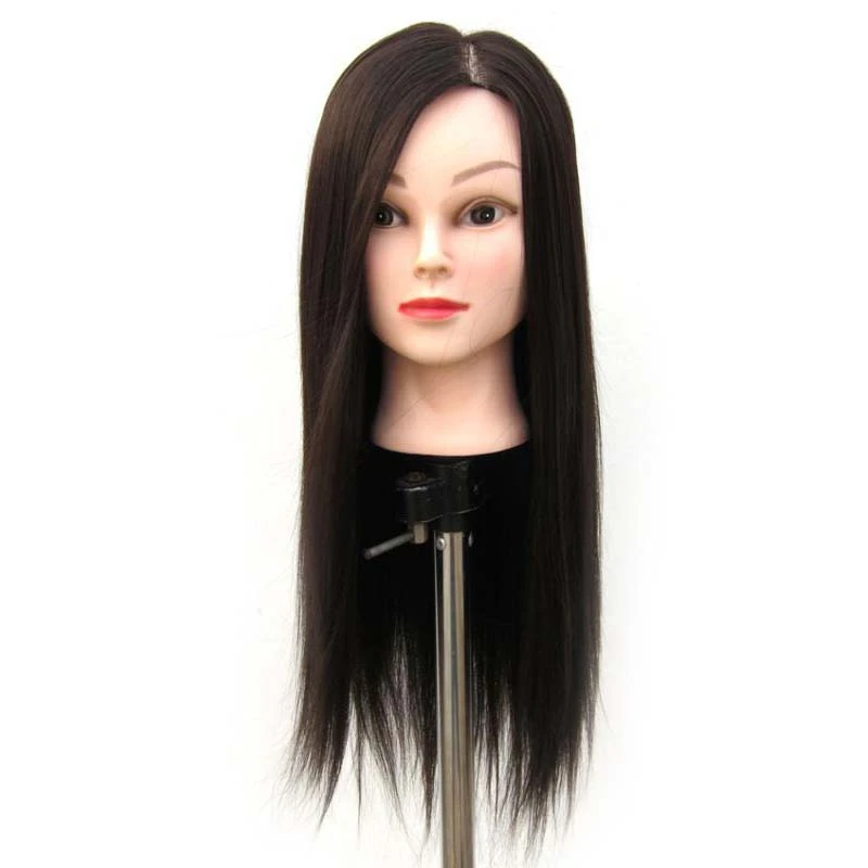 

Female Mannequin Head with Synthetic Hair for Hairdresser Training Styling Practice Solo Hairstyling Doll Head