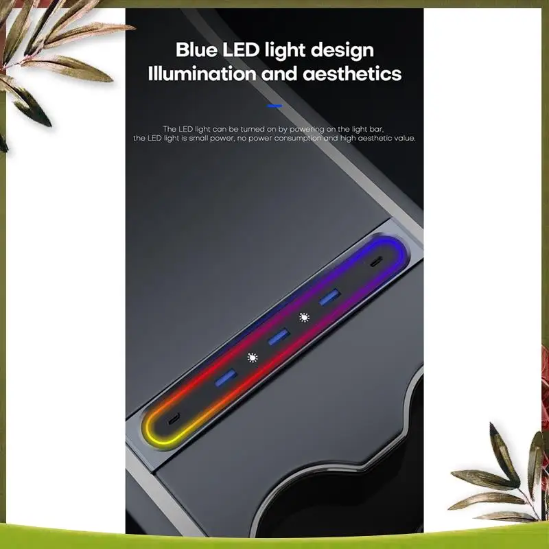 

Новая умная док-станция для Tesla Model Y, аксессуары 2023 Model 3, 5-портовое быстрое зарядное устройство 27 Вт со светодиодной подсветкой, шунтирующий концентратор