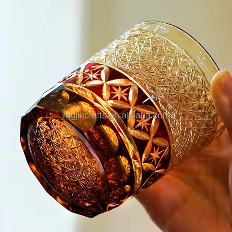 Стакан Edo Kiriko, уникальный стакан ручной работы, 8 унций, стеклянные стаканы для виски в японском стиле для холодного питья, подарки