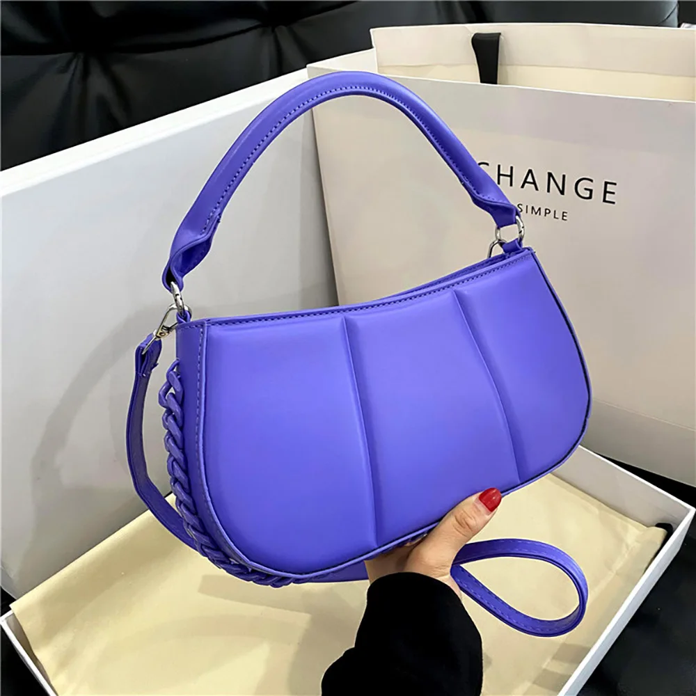 

2023 Fashion Messenger Shoulder Bags for Women Chic Design Ladies Underarm Bag Solid Color Pu Leather Crossbody Handbag