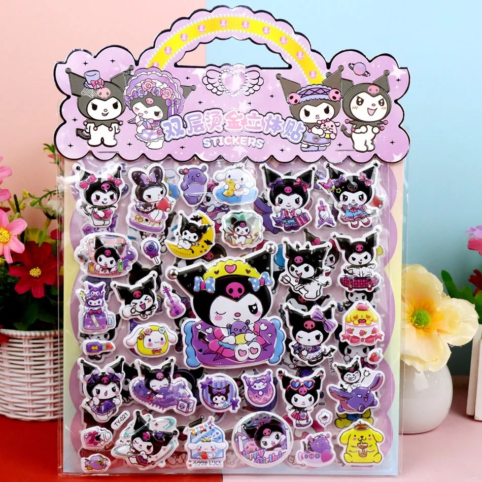 만화 더블 레이어 3D 버블 스티커 귀여운 멜로디 쿠로미 입체 스티커 귀여운 재미있는 어린이 DIY 상품 장난감 선물
