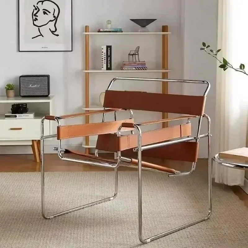 

CX502AD Скандинавское кресло для отдыха, одиночный стул, средневековый индустриальный стиль, сеть, красное седло Bauhaus, кожаное простое фотомебель