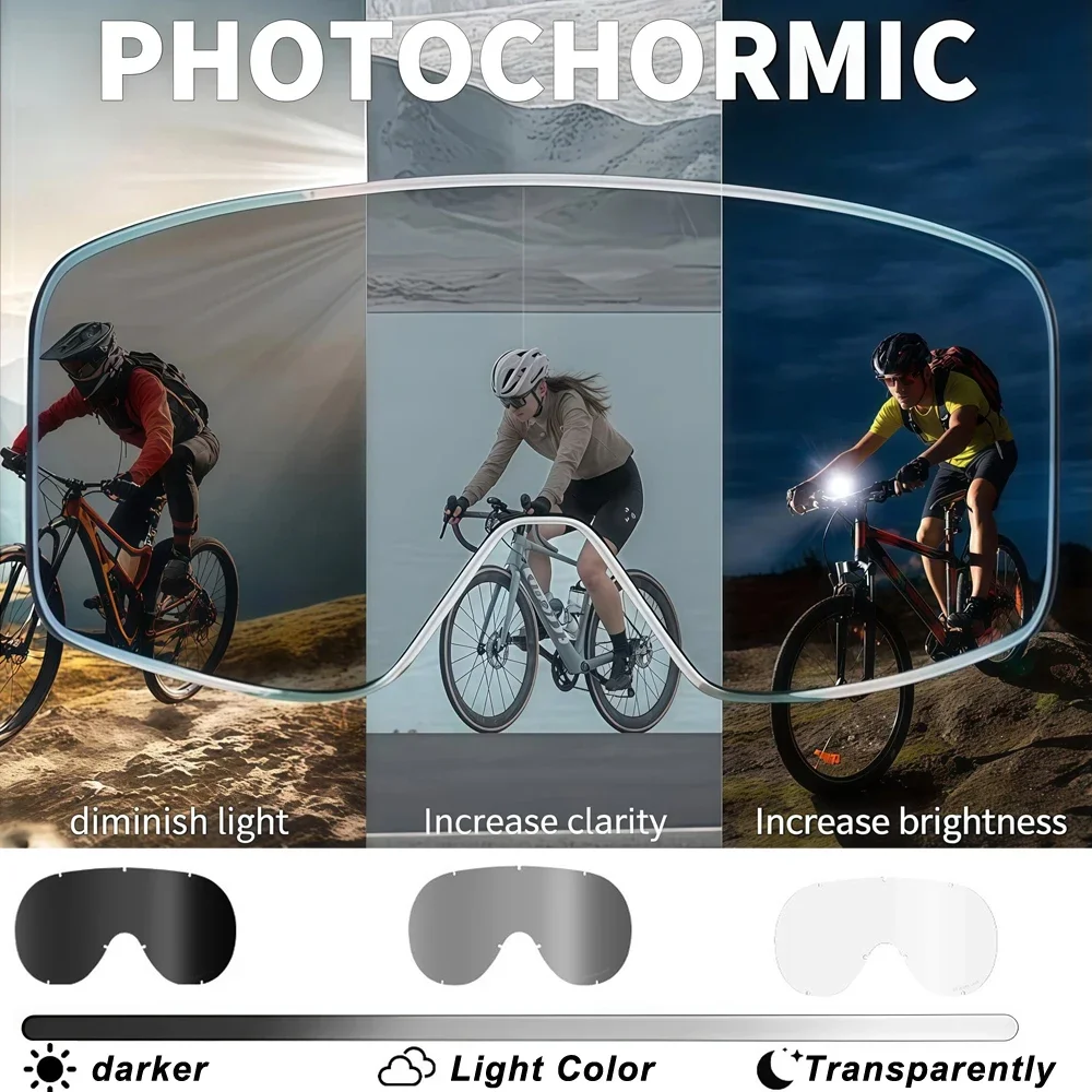 Photochromic Motorcycle Goggles for Night and Day Riding UV400 Auto Darkening Tactical Glasses Dual-Cycle Defogging ATV Goggles