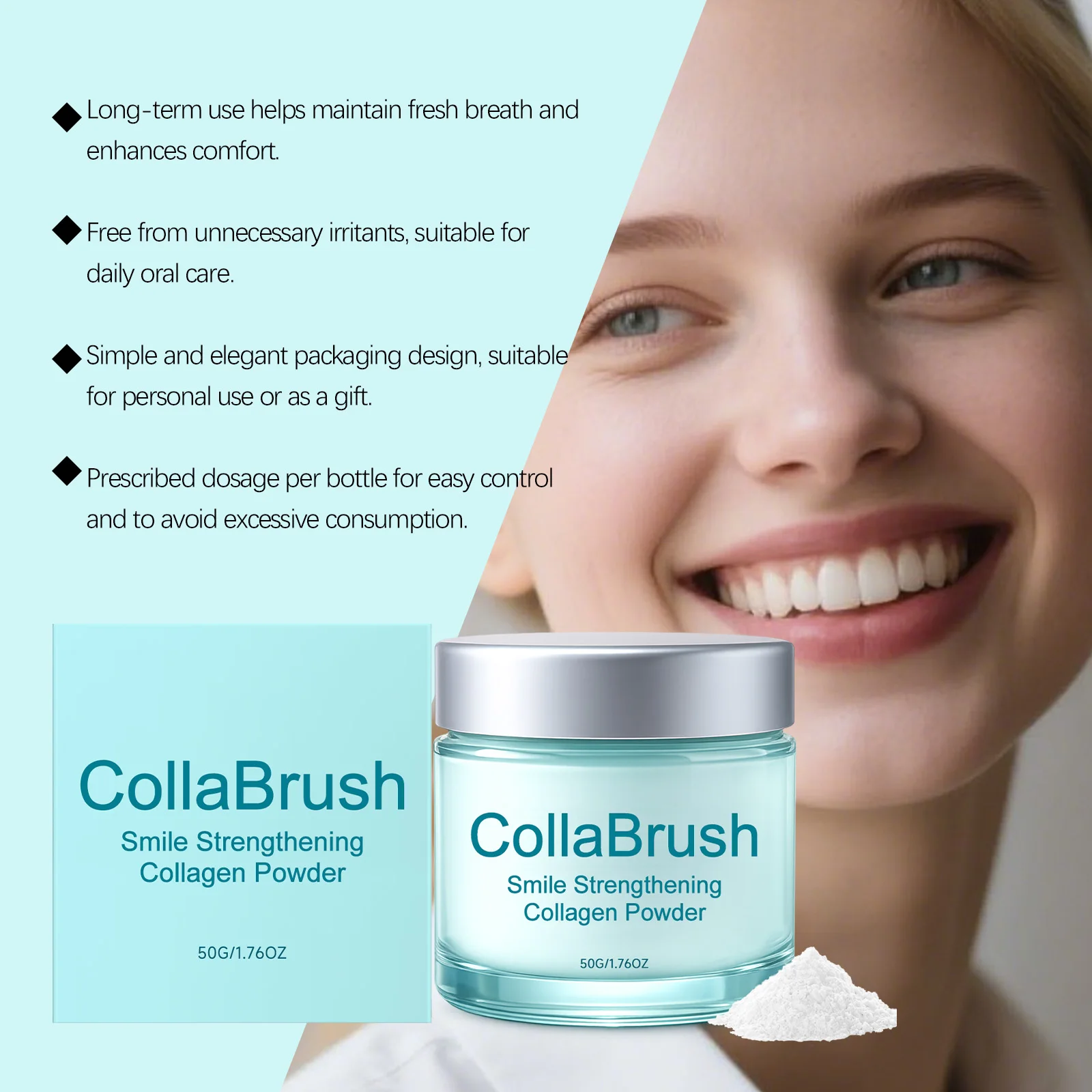 Collagen Whitening Teeth Powder Hydroxyapatite Deeply Cleaning Minty Fresh Breath Removing Yellow Stains Bleaching Tooth Powders