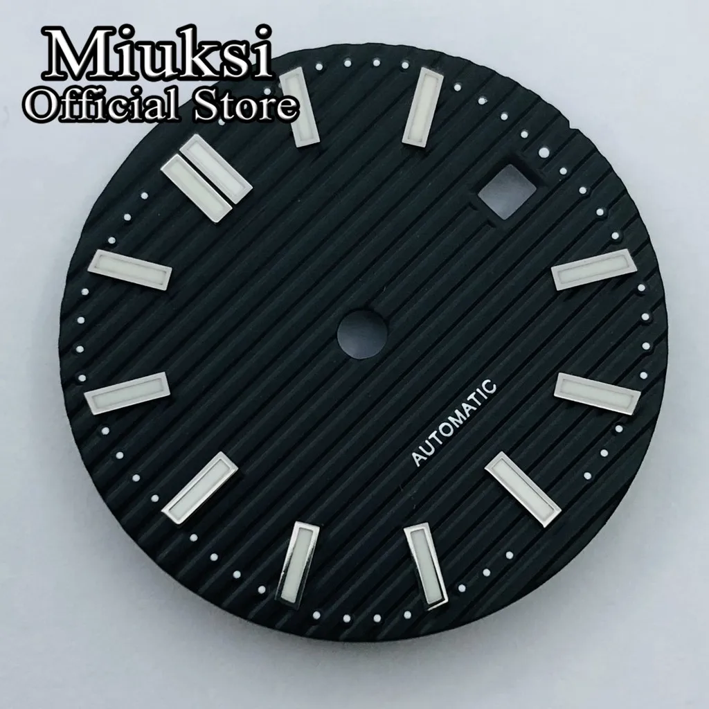 Miuksi 29.7mm black blue brown watch dial luminous fit NH35 ETA2824 2836 Miyota 8205 8215 821A Mingzhu DG2813 3804 movement