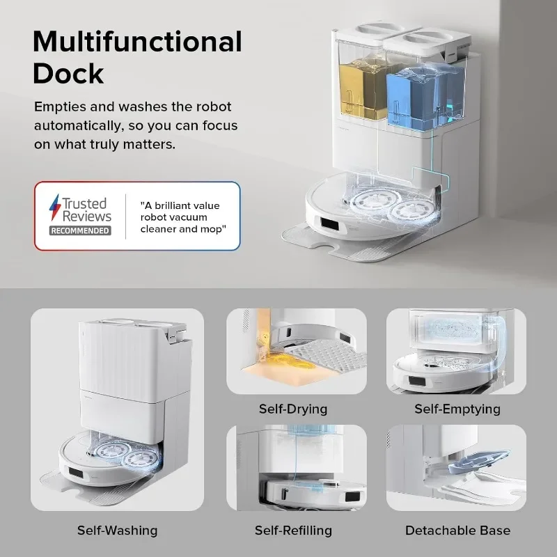 Roborock Qrevo S Robot vakum dan Pel, pengeringan sendiri, pencucian pel otomatis, penyedot 7000Pa, empt& mengisi ulang sendiri, pengangkat pel 10mm
