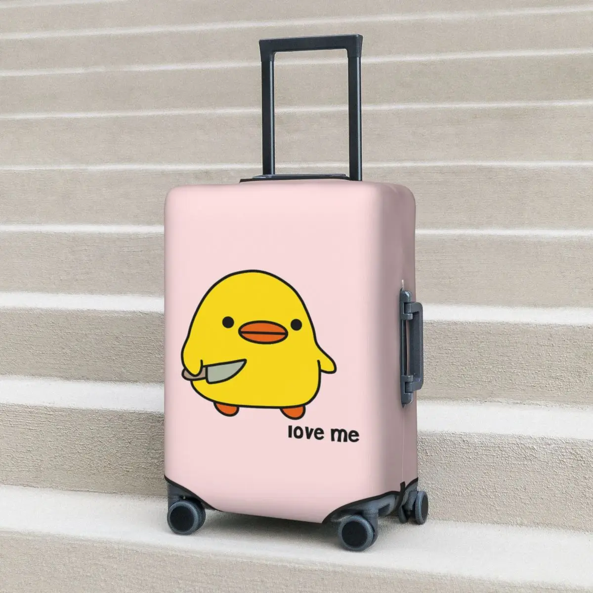 

Duck With Knife Love Me Version Kawaii Duck Knife Duck Suitcase Cover Protection Elastic Trip Luggage Protector Covers 18-32Inch