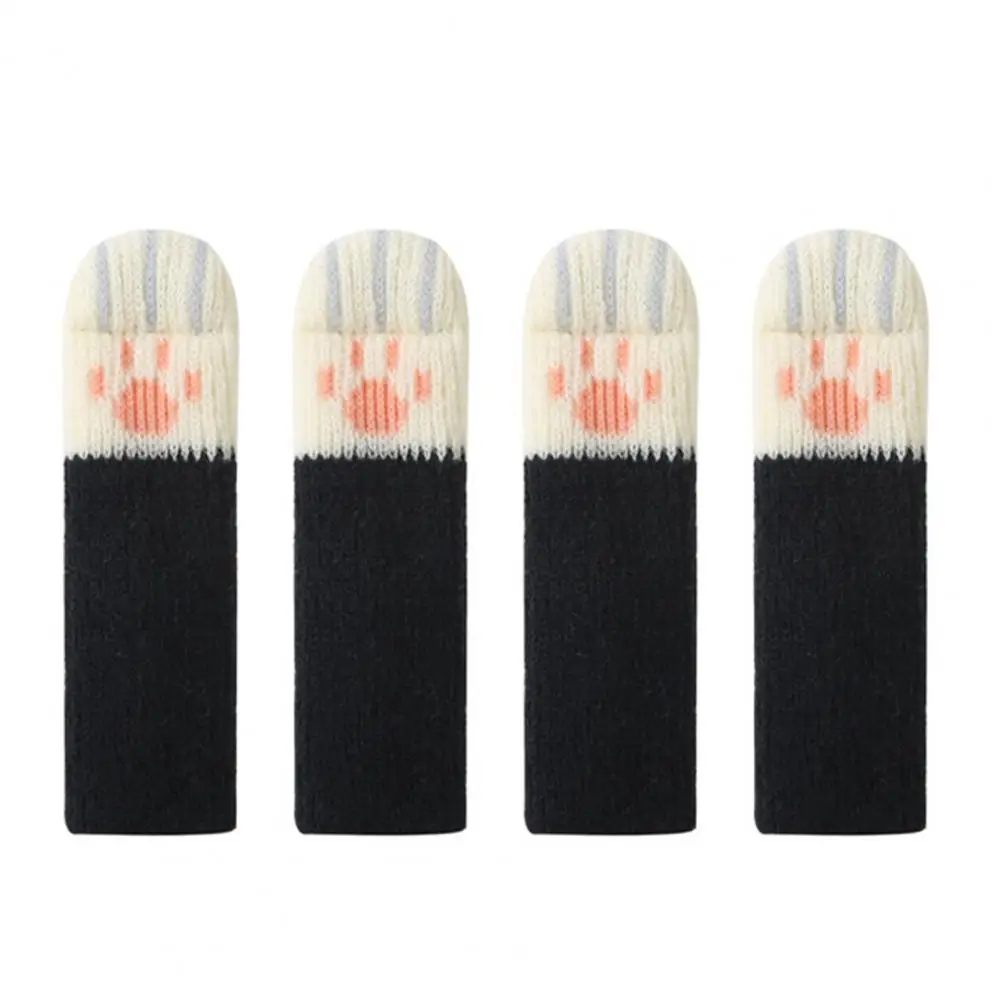 

Knitted Table Leg Socks Cat Paw Chair Leg Socks Set Noise-reducing Furniture Protectors Non Slip Table Leg Covers for Chairs