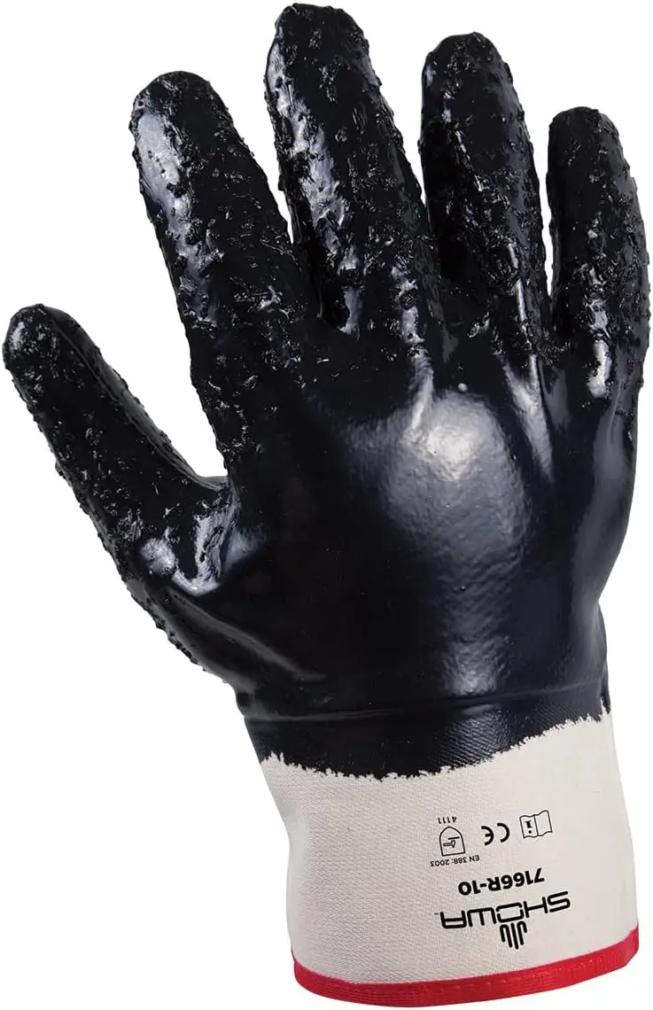 

Fully Coated Nitrile Work Gloves with Cotton Liner, Smooth Grip for General Use