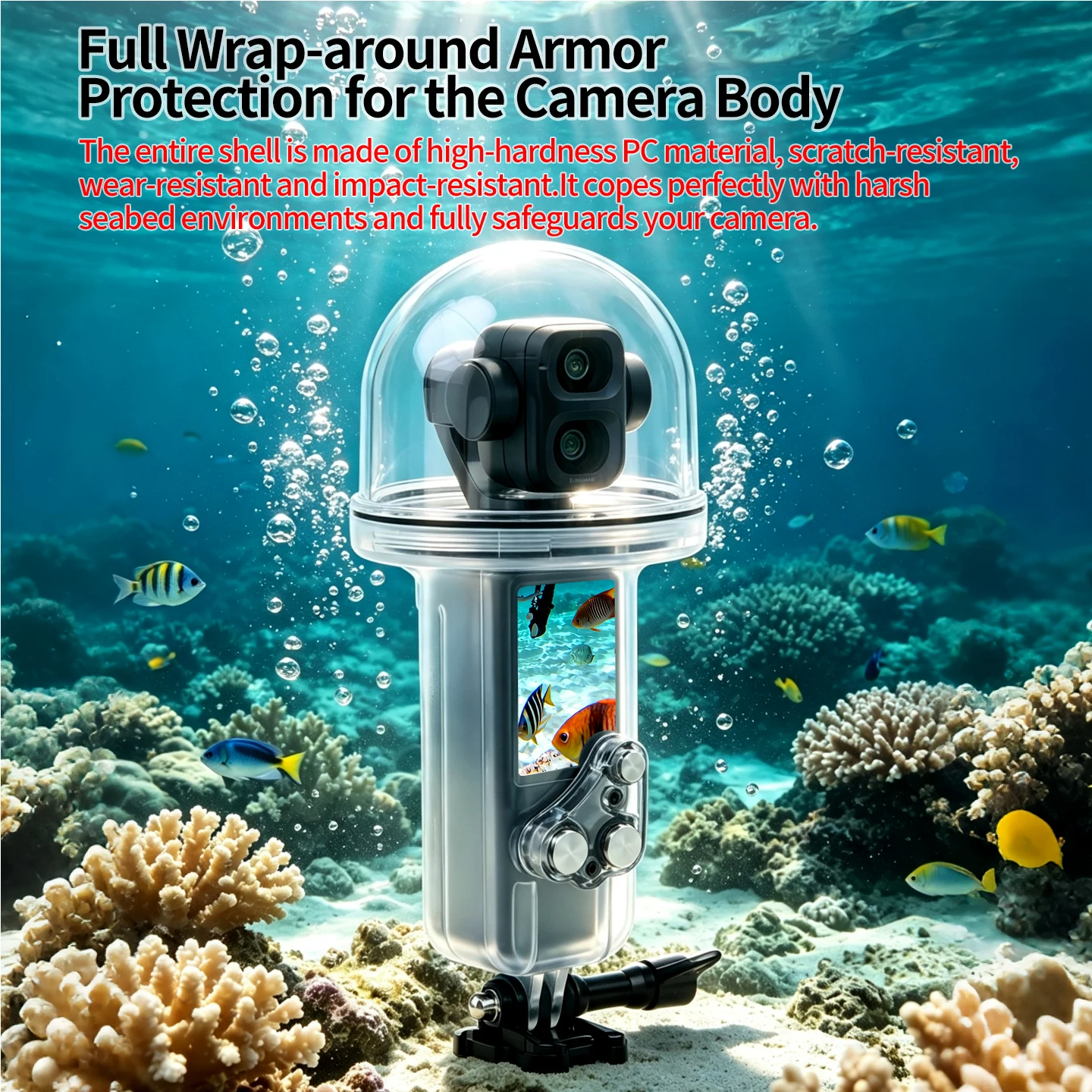 50M Wasserdichtes Gehäuse für DJI Pocket 4P Unterwasser-Tauchgehäuse Tiefsee-Tauchbox Schutzabdeckung mit 1/4 Zoll Schraubmontage – Detail 6