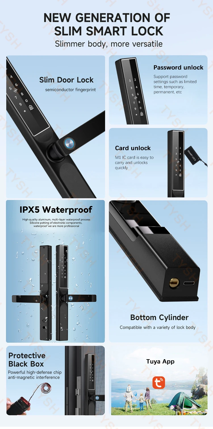 Tuya App بصمة قفل الباب رمز بطاقة مفتاح قفل الباب الذكي الأمن قفل إلكتروني رقمي للمنزل #3