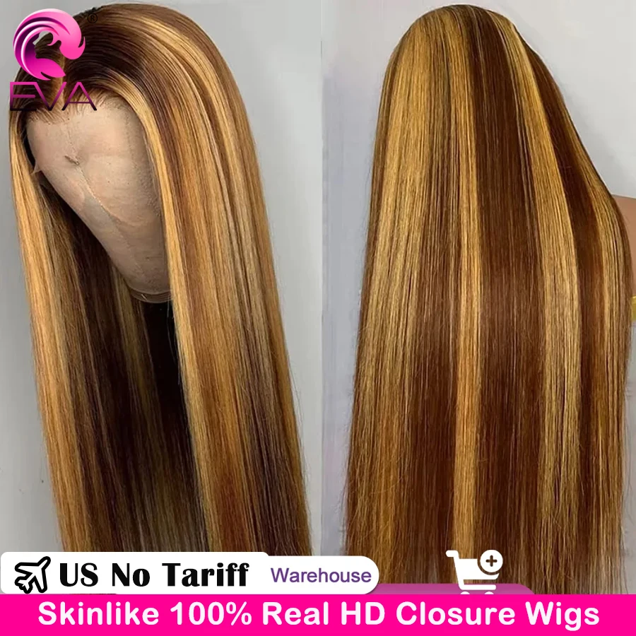 

Highlight Wig 13x6 Hd Lace Frontal Wig 13x4 Straight Lace Front Human Hair Wigs 4/27 Colored Honey Blonde 5x5 HD Closure Wig