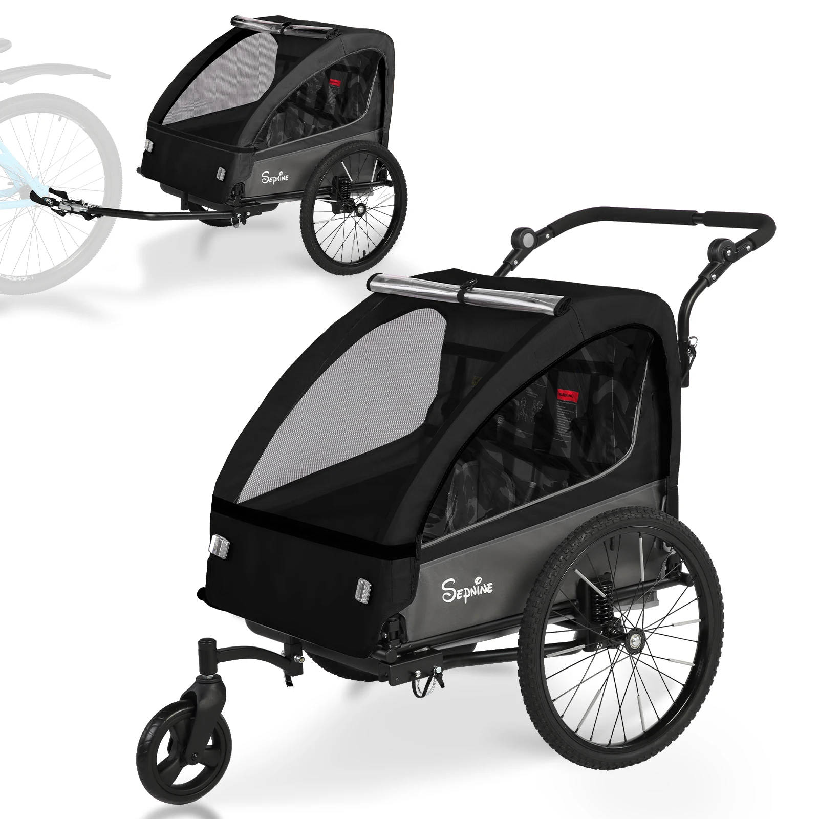EU Sepnine BT920 Kinderfietskar met schokabsorberende band, ademende, veilige en opvouwbare opbergruimte