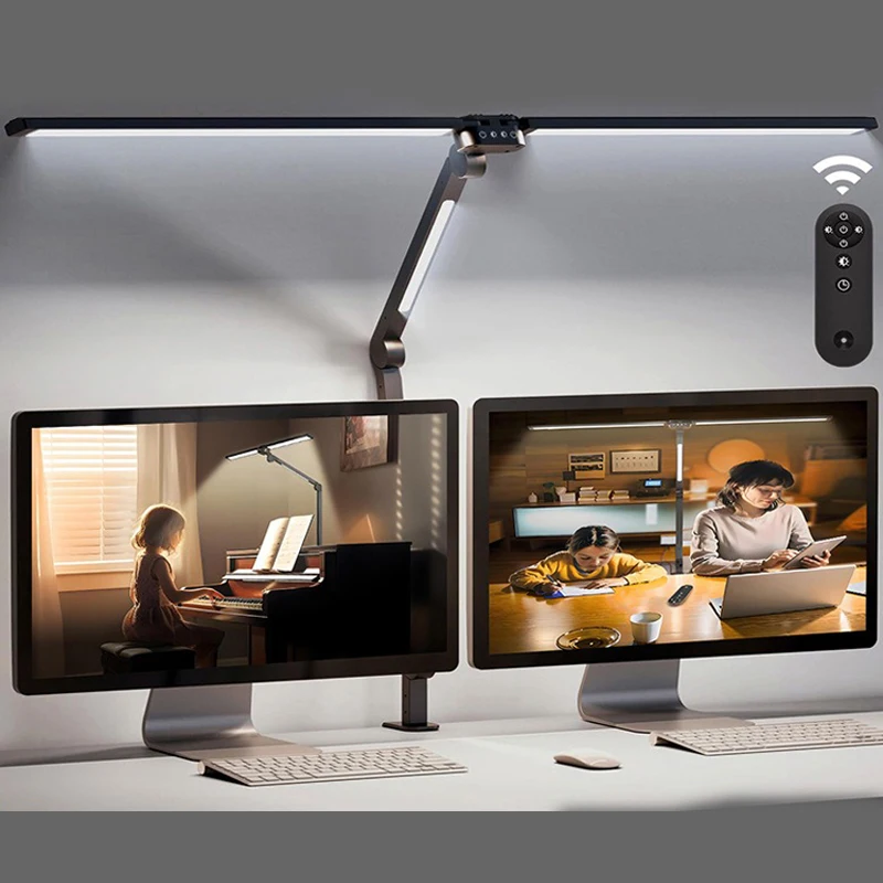 

3 Heads LED Clip Desk Lamp Dimmable Architect Plug Table Lamp for Home Office Eye-protection Study Reading Light with Timer