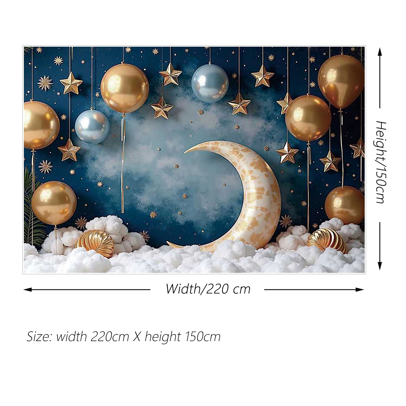 MOON.QG 赤ちゃん新生児誕生日背景写真撮影バルーンブルー壁ムーン Photozone 背景子供スタジオフォトブース小道具