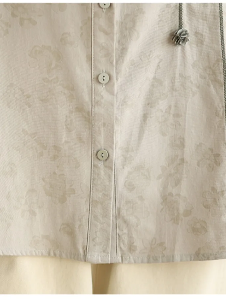 Artistic Pure Cotton Long Sve irt Women's Autumn Ele Design 3D Flower Embroidery Full Cotton Top Button up irt