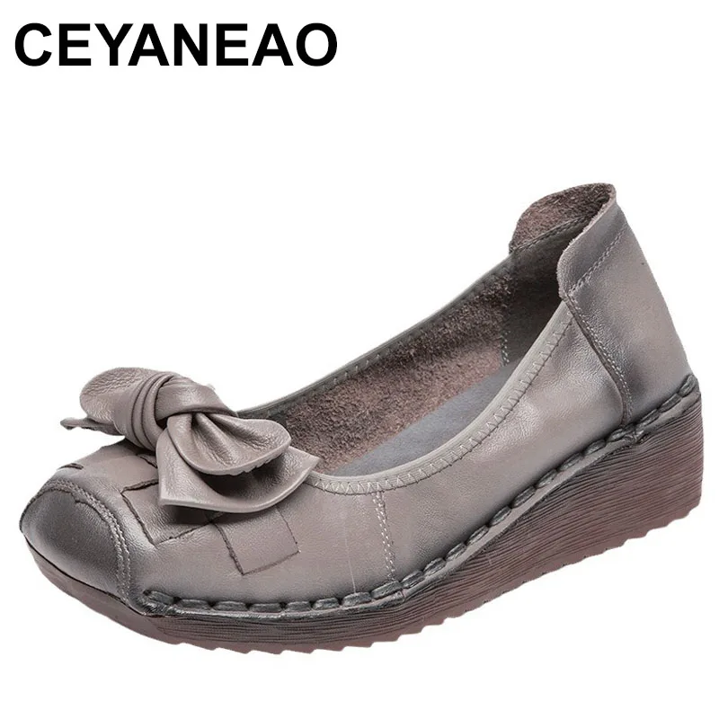 

4cm Weave Genuine Leather Flats Platform Wedge Loafer Women Oxfords Vintage Ethnic Summer Comfy Soft Soled Casual Shoes