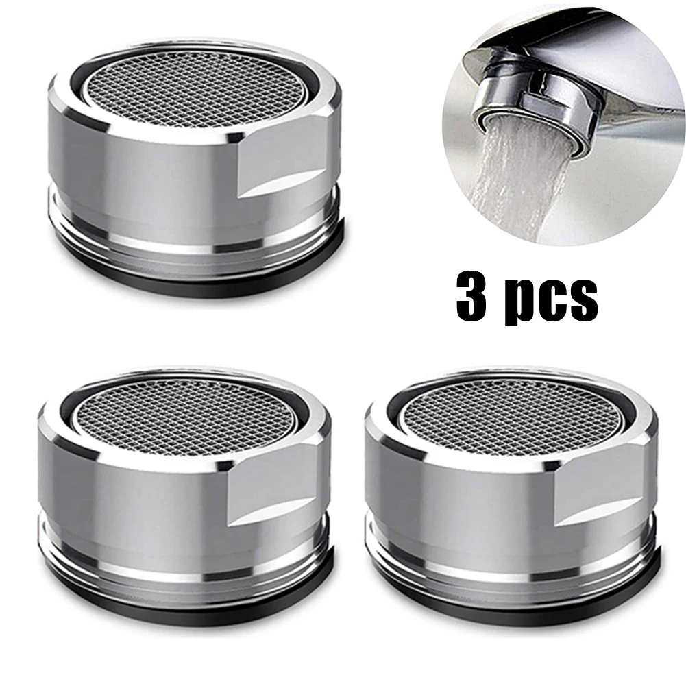 

3x Brass Faucet Water Saving For Reduces Knocking Noise Replaceable Filter Mixed Nozzle 24mm Water Ventilation Device