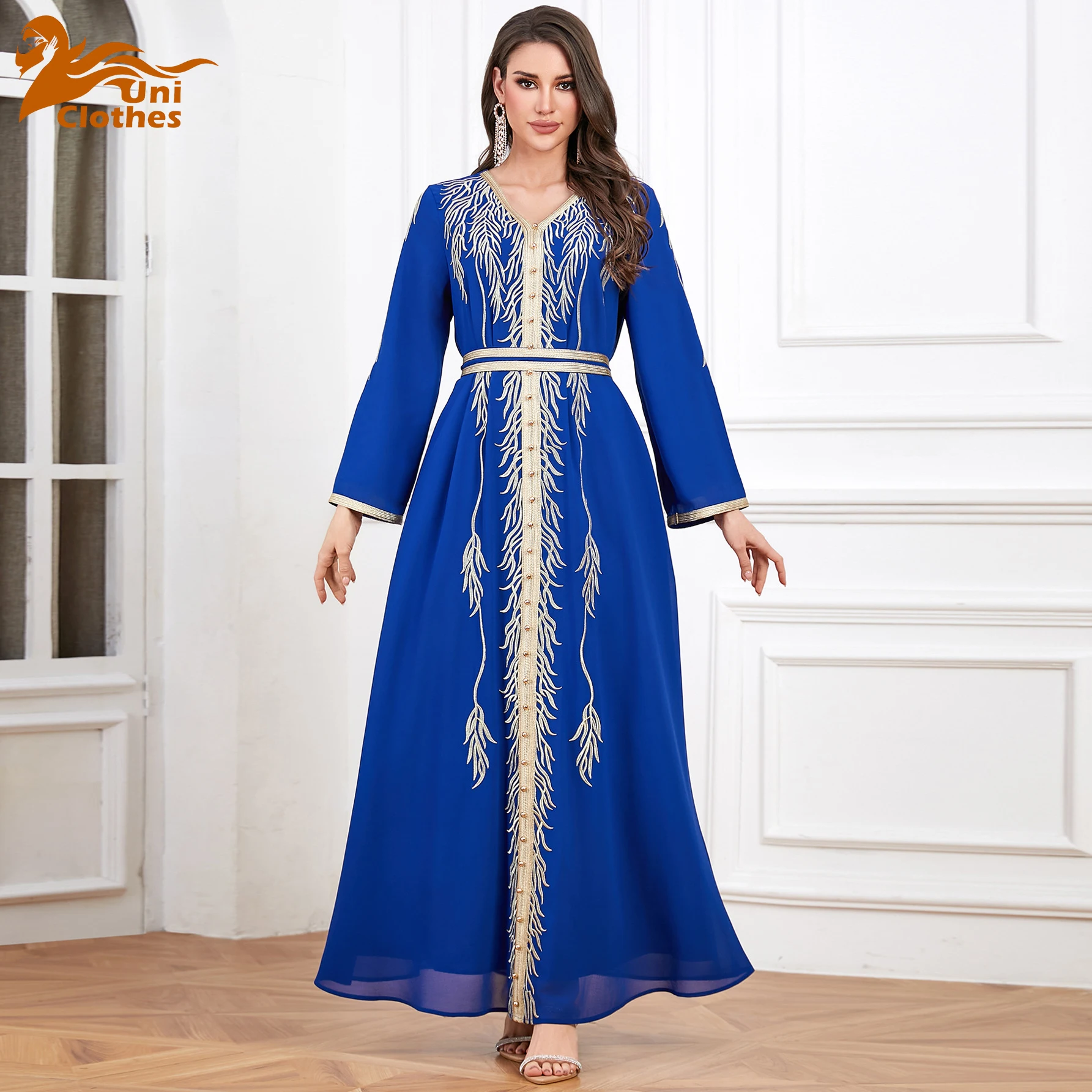 

UNI Dubai Luxury Embroidered Abaya Elegant Abaya Islamic Women Dress Muslim Dresses Long Sleeve Robe 2025