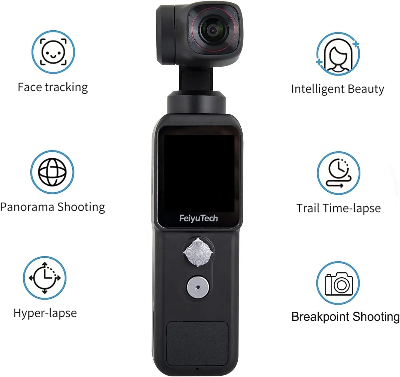 FeiyuTech Pocket 2 Camera Feiyu 3-Axis Gimbal Stabilizer Camera 4K Magnetic Body Anti-Shake Breakpoint Shooting Camera