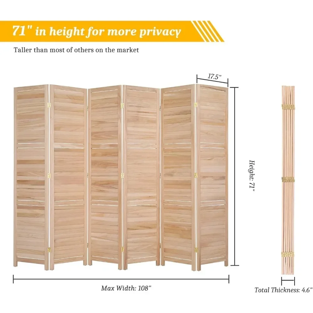 Wood Room Divider Privacy Screen,  Folding Partition Wall Divider, Indoor Freestanding Hinged Space Separator