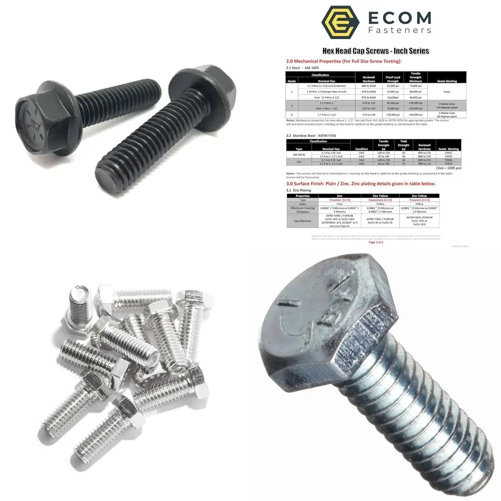 

(100 Pieces) 5/16-18x1 Grade 8 Hex Flange Bolts Screws UNC Coarse Full Threads Phos & Oil