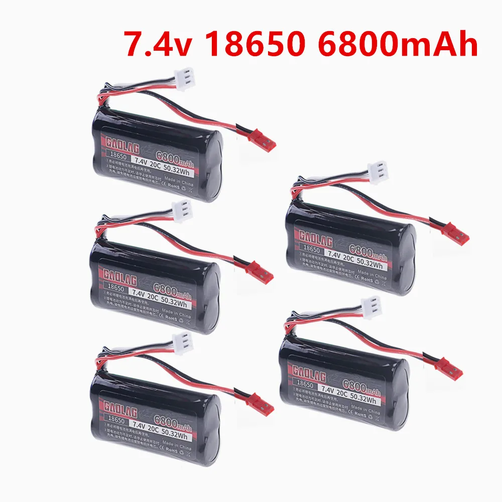 (JST Plug) 7.4V 6800mAh 18650 Lipo Battery For Remote Control Helicopter Off-road Racing Car Boat Electric Toys Backup Battery