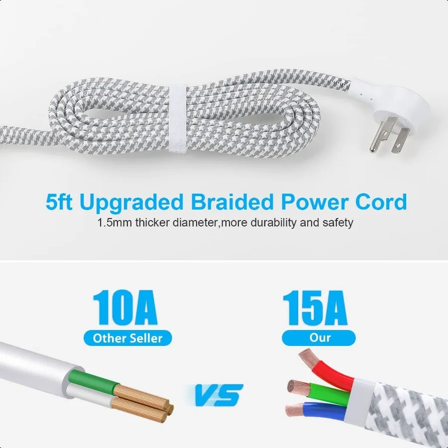 قطاع طاقة لسطح المكتب مزود بـ 3 منافذ و4 منافذ USB بقابس مسطح 4.5 أمبير وسلك تمديد مضفر بطول 5 أقدام لسفينة كروز Tra
