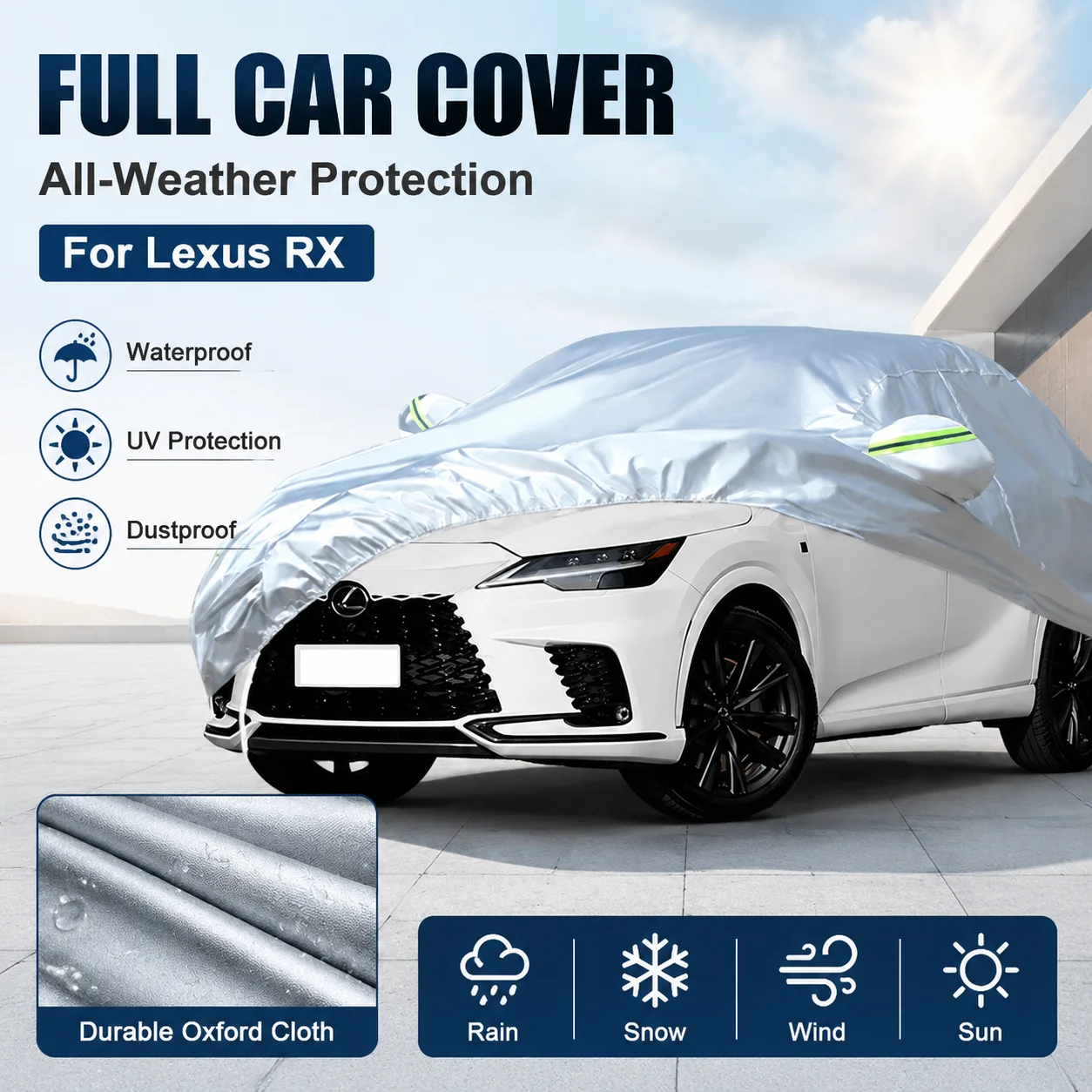 Waterproof Outdoor Full Car Cover Reflective Strips Snowproof Dustproof UV Protection For Lexus RX Auto Exterior Accessory