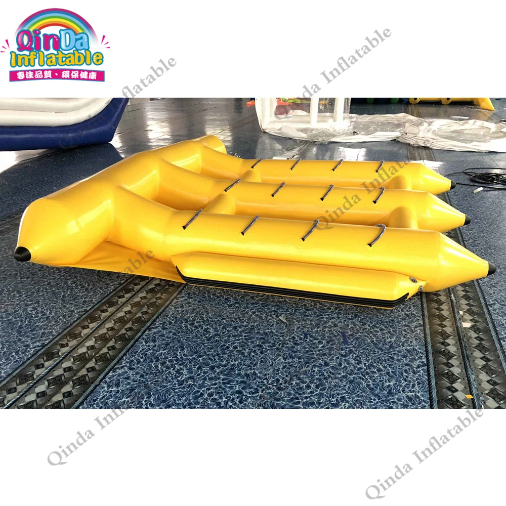 0.9Mm Pvc Tarpaulin Inflatable Water Toys 4.2X3.2M Yellow Inflatable Flying Fish Towable For Sale
