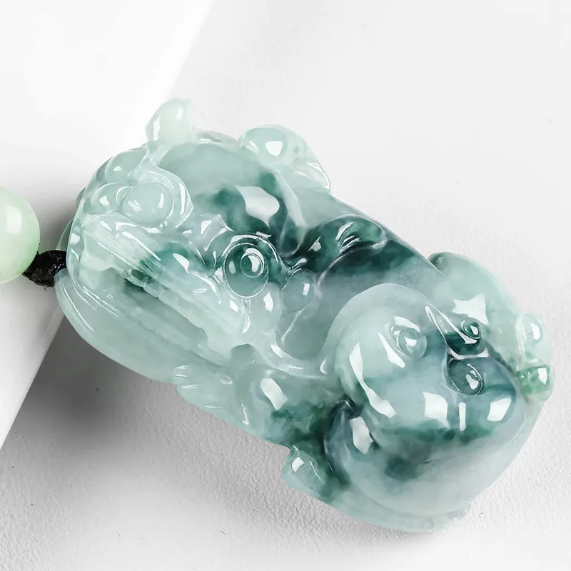 a Goods for Men and Women Myanmar Old Pit Ice Glutinous Rice Floating Flower Jade Overlord Pendant