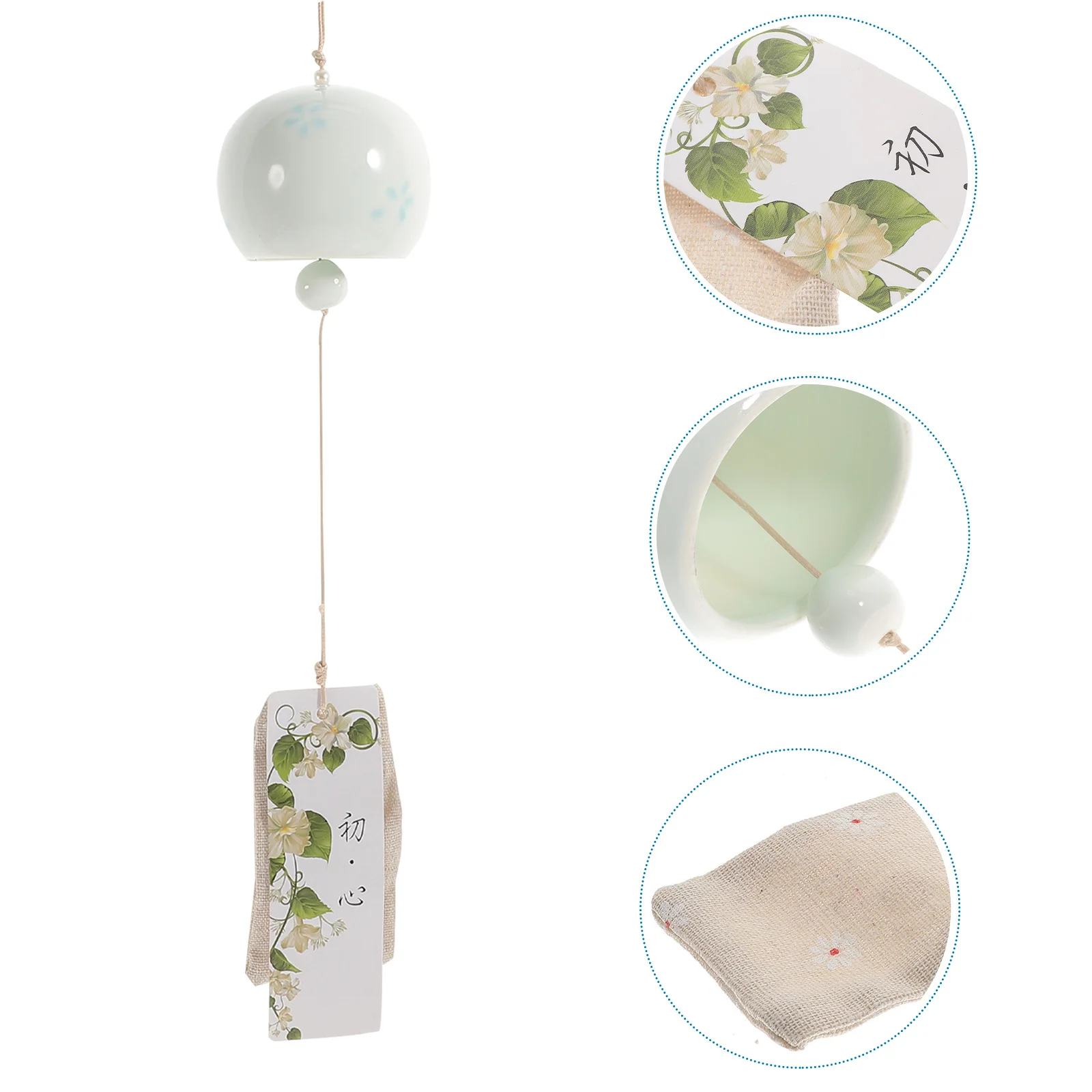 

1Pcs Japanese Ceramic Wind Chime Cherry Blossom Style Hanging Wind Bell Decorative Indoor Outdoor Gift Car Pendant
