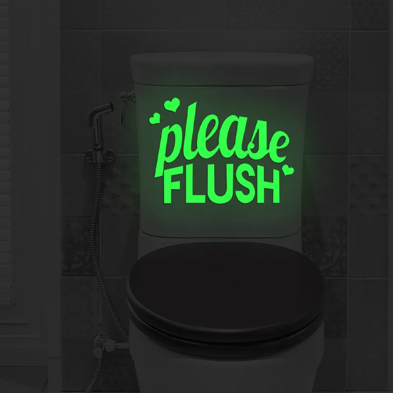 ملصق مرحاض مضيء يتوهج في الظلام مع تصميم الحب، ملصق تذكير، ذاتي اللصق
