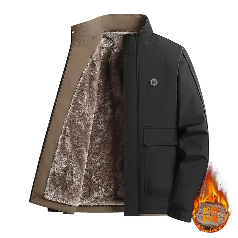 

Зимняя модная тенденция, однотонная плюшевая толстая теплая куртка для мужчин, повседневная свободная спортивная куртка большого размера, высококачественная куртка