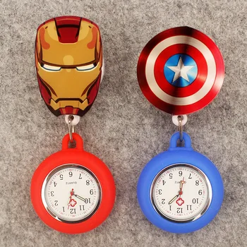 Cartoon Brave Metal Man Style Pocket Watch Retractable And With Clip For Men And Women