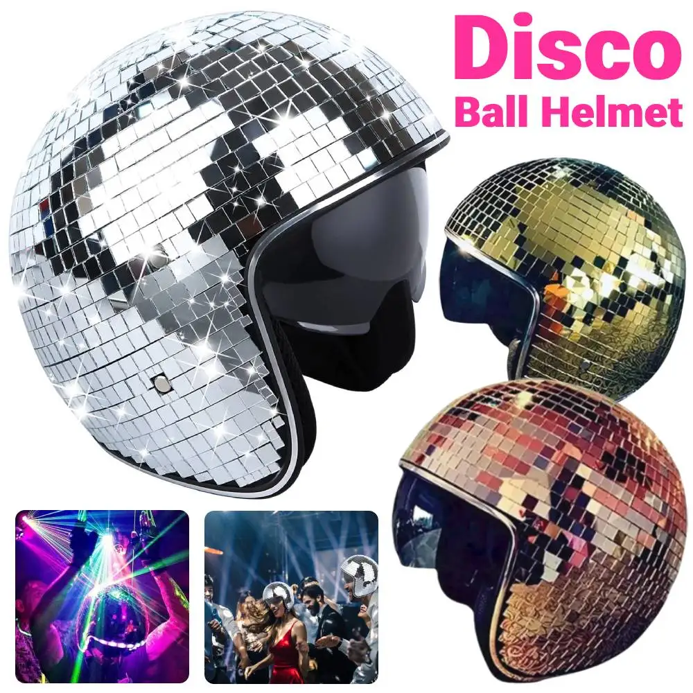 

Классический шлем в виде диско-шара, стеклянное светоотражающее зеркало, шлем с блестящим шаром, блестящая шляпа, светоотражающие мотоциклетные шлемы, реквизит для бара и вечеринки