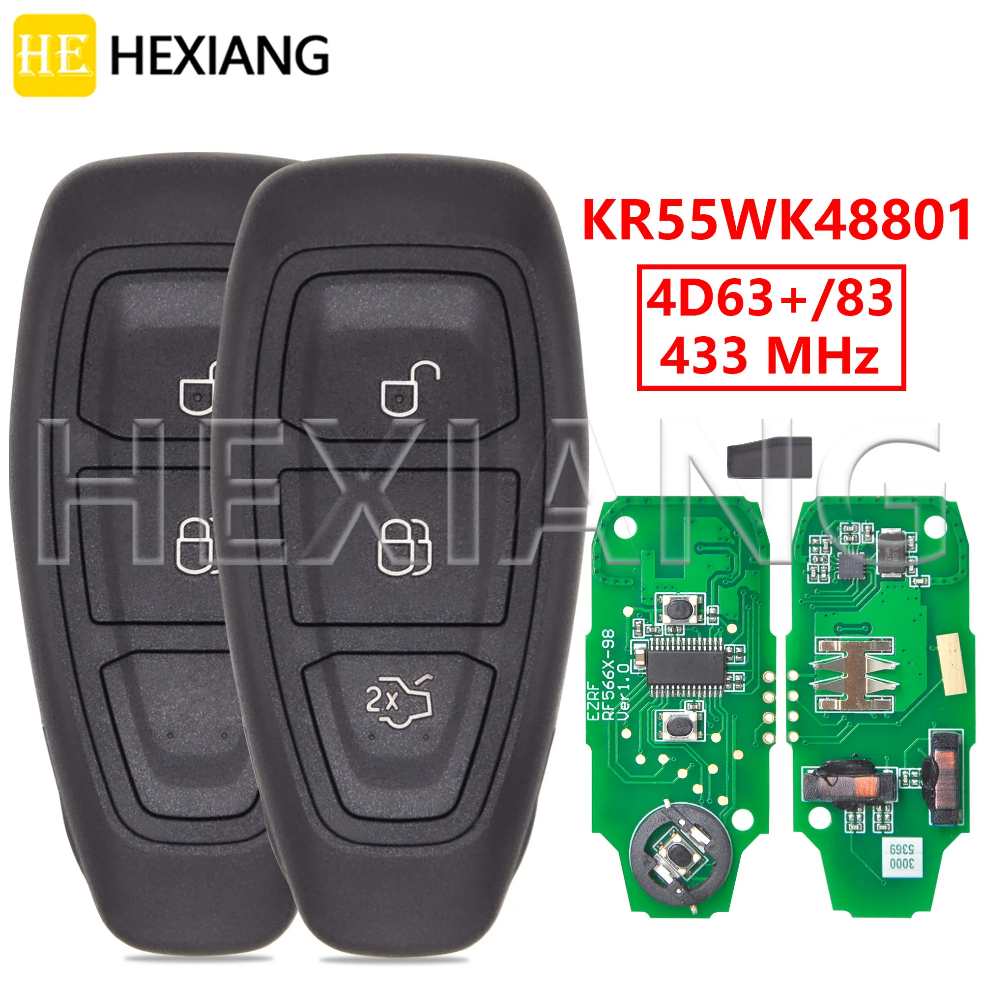 HE KR55WK488014D63+/83Chip 433MHz Keyless Go Car Remote Control Key For Ford Focus C-Max Mondeo Kuga Fiesta B-Max 2007-2015