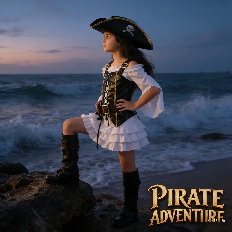 

Пиратский костюм на Хэллоуин для девочек, наряд для ролевых игр, сценического выступления, вечеринки, милый и забавный