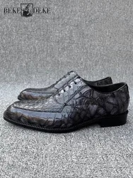 Banquet Mens Business Casual Genuine Leather Derby Shoes Lace Up Designer Luxury Elegant Office Men Crocodile Skin Dress Shoes