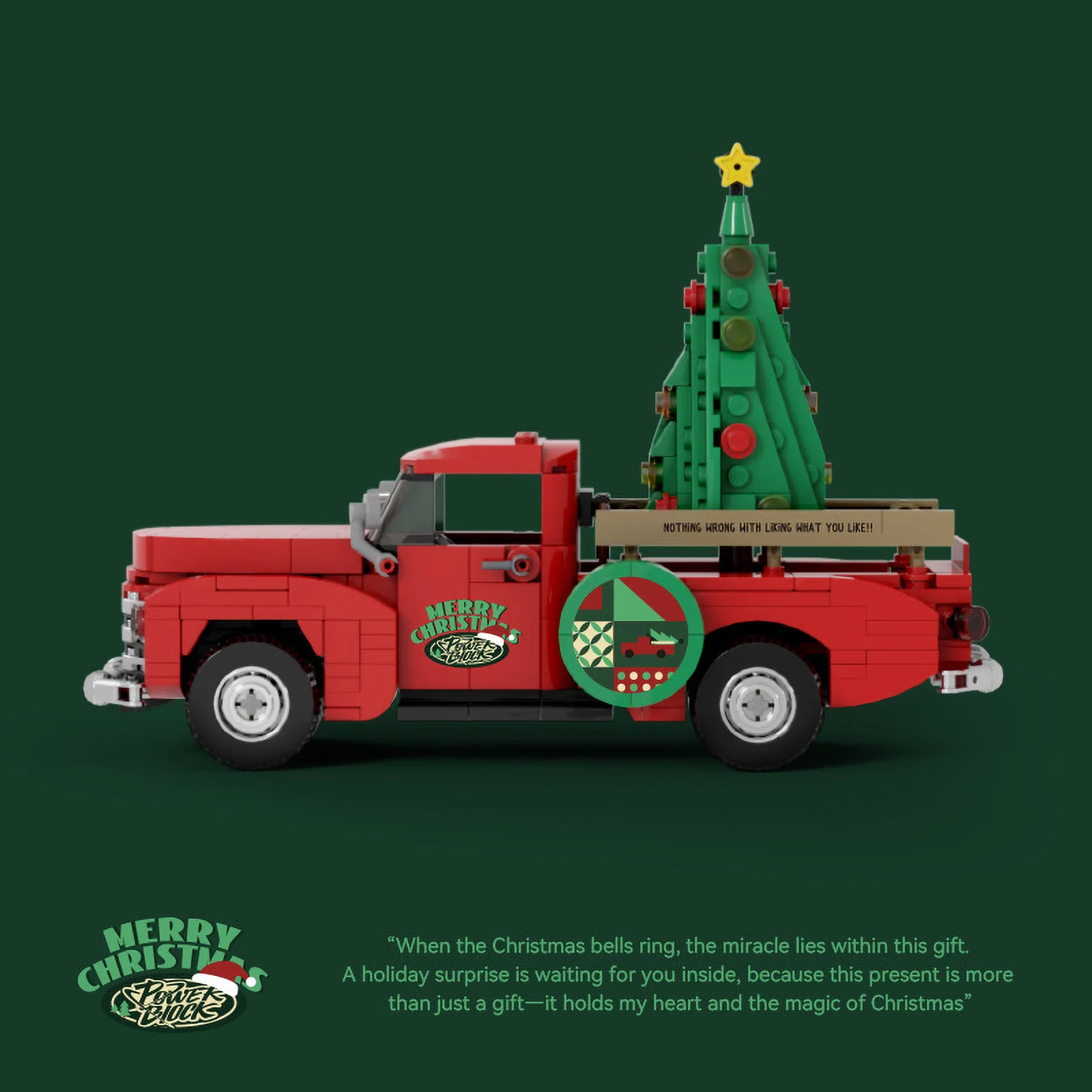 Camion ramassage voitures modèle briques avec boîte d'affichage arbre de noël véhicules jouets assemblage ornements MOC blocs de construction enfants cadeaux