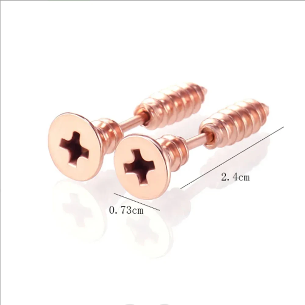 1 Pair of Elegant and Vintage Stainless Steel Punk Screws Stud Earrings-Fashionable for Daily Wear, Suitable for All Seasons
