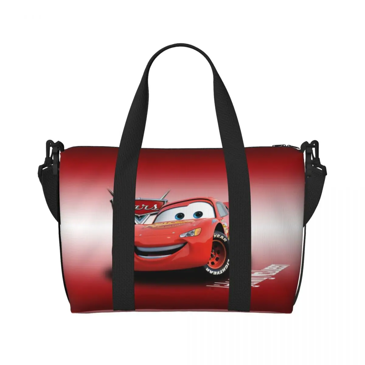 Custom Lighting McQueen Beach Tote Bag for Women Extra Large Gym Carry On Cartoon Travel Shopping Bags