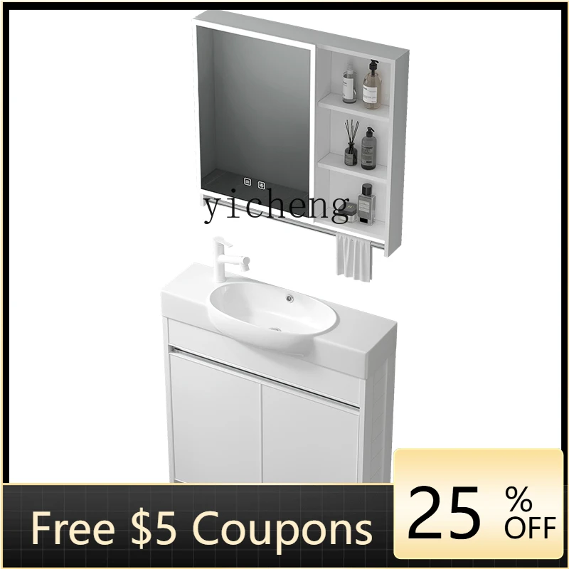 

FF Small apartment column type wash basin balcony floor type ceramic integrated very narrow long basin